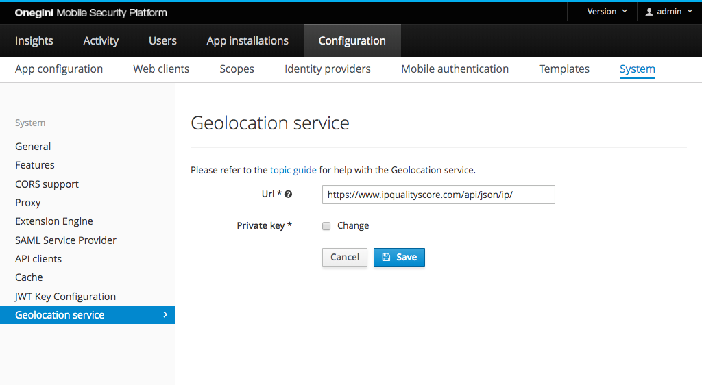 Geolocation service configuration