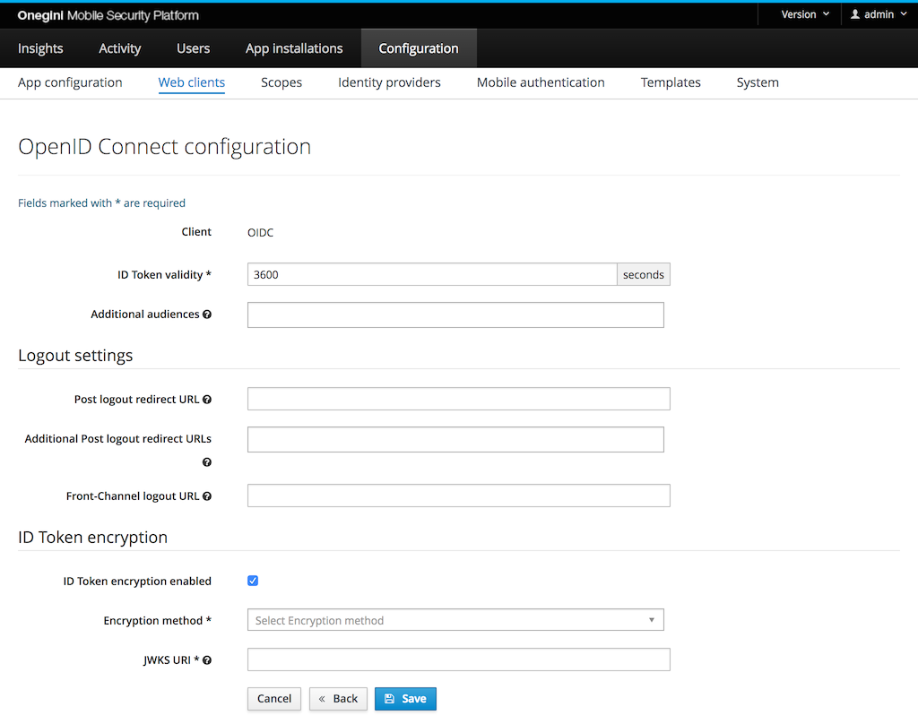 OpenID Connect Configuration