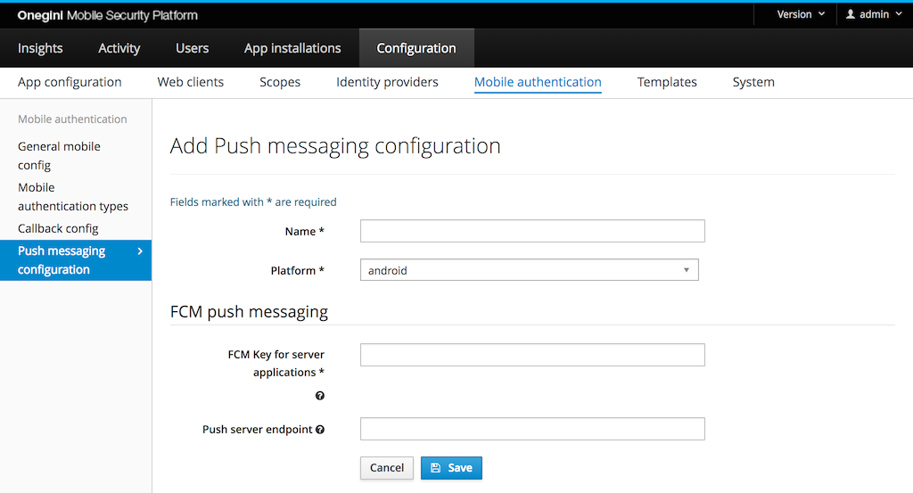 configure android push messaging