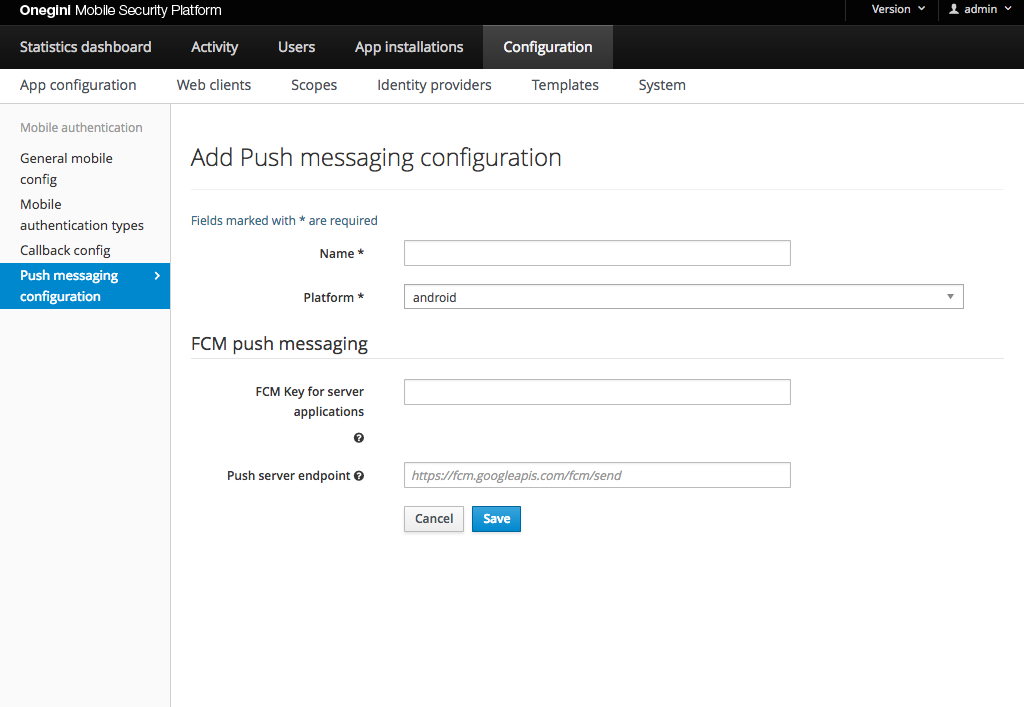 configure android push messaging