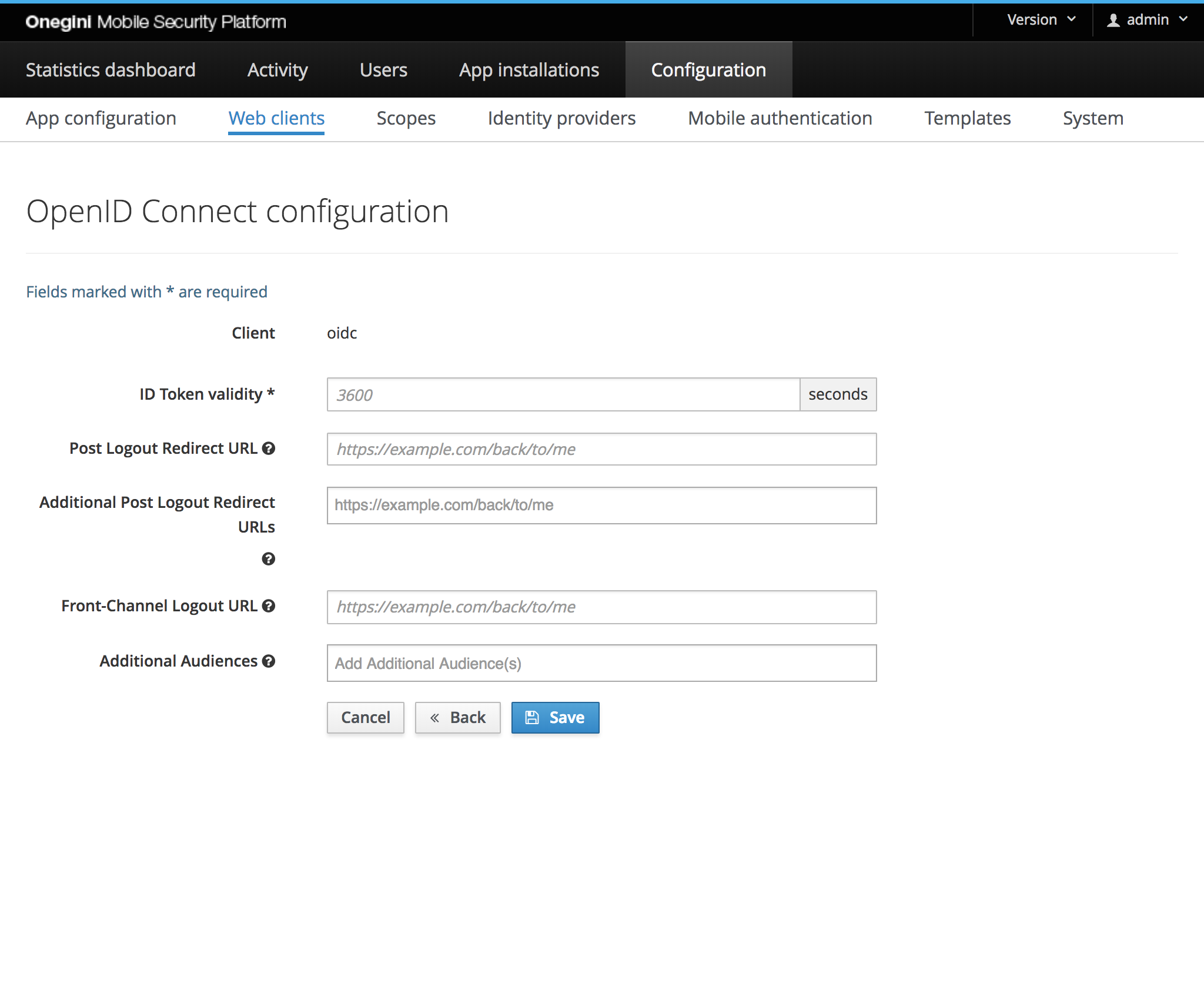 OpenId Connect Configuration