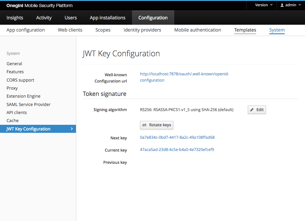 JWT Key configuration