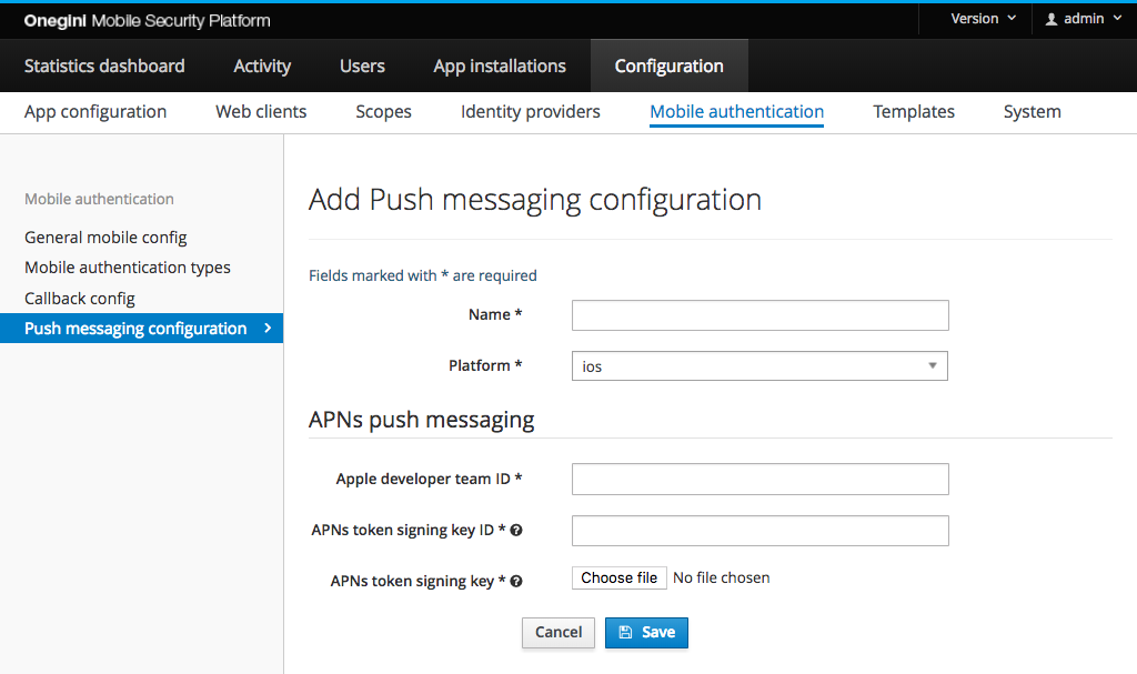 configure ios push messaging